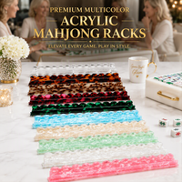 Support de Mahjong Américain de Luxe en Acrylique Magnétique Écologique Durable Portable 20 Pouces pour 3 Joueurs, Jeu de 4 Pièces Effet Écaille de Tortue