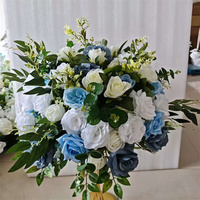 C-603 Vente en gros Magnifiques boules de fleurs en soie réalistes de 60 cm, roses et bleues, boules de fleurs de roses bleues pour centres de table