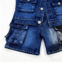 Ensemble en jean 3 pièces pour enfants YQ365 à 10,85 $, veste sans manches décontractée + t-shirt blanc + short cargo pour garçons, tenue pour enfants