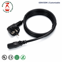 Kabel Daya SJT 0.75mm2 Tembaga Murni H05VV-F EU Schuko IEC C13 16A 250V Hitam PBT untuk PC Server Monitor UPS PDU