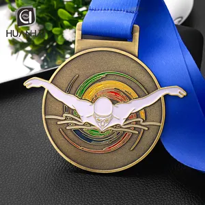 Benutzer definierte Gold Silber Bronze Emaille Logo Sport Kinder Schwimm medaillen für Kinder