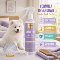 Spray démêlant antistatique pour chiens, formule sans rinçage pour un pelage lisse, 100 ml, anti-nœuds, toilettage pratique pour animaux de compagnie