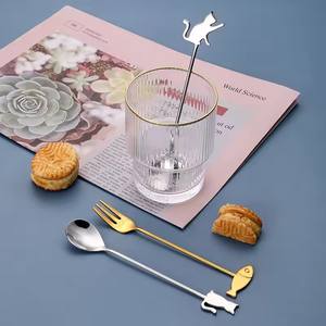 สแตนเลสขนมหวานกาแฟช้อนกวนช้อนชาขนาดเล็กและส้อมชาพร้อมกล่องของขวัญ - Product Image 4