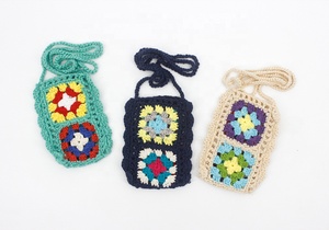 <span class=keywords><strong>Bolso</strong></span> cruzado de punto hecho a mano <span class=keywords><strong>para</strong></span> teléfono móvil, bandolera pequeña de ganchillo - Product Image 3