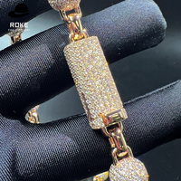 Collier chaîne cubaine en or rose 9K-18K de luxe |   Diamant rond étincelant cultivé en laboratoire |   Bijoux Hip Hop sur mesure
