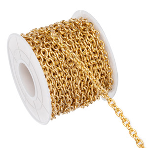 316L O Link <b>Cross</b> <b>Chain</b> | 18K PVD Gold 316L Stainless Steel Round Link <b>Chain</b> for DIY Necklace Bracelet Making - Product Image 4