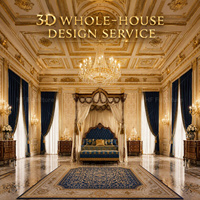 Servicio de Renderizado 3D de Interiores de Casas Personalizadas, Estilo Rococó para Decoración de Villas, Hoteles y Mansiones