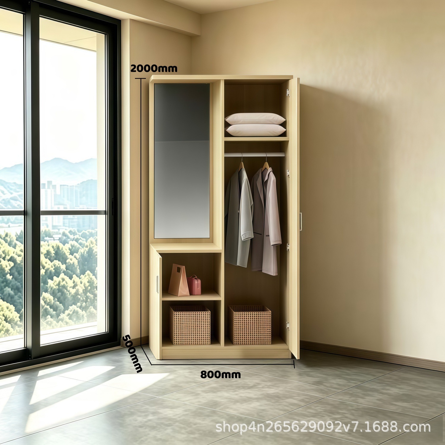 0.8m Two-Door Wardrobe - W2