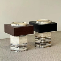 Table d'appoint en marbre naturel de style européen Table basse en marbre avec tiroir Mobilier de centre de salon