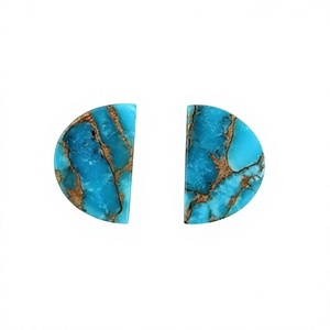 Cuarzo Natural Mohave Azul Cobre Kingman, Pulido Liso de Alta Calidad, Forma de Media Luna Plana de 12x20mm, Gemas Sueltas de Ambos Lados para Joyería - Product Image 1