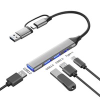 Hub USB C 8 en 1 en aluminium, 1xUSB3.0, 5xUSB2.0, 2xUSBC |   pour MacBook Pro Air iMac iPad Ordinateur portable PC