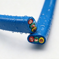 JHSB Flaches Tauchpumpenkabel 3x4/6/8AWG + Erdung 1x8/10AWG Blaues PUR Wasserdichtes Kabel für Tiefbrunnen-Tauchpumpen
