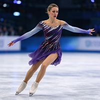 Robe de danse patinage violette à manches longues en maille nude, rayée et ornée de strass, pour enfants et adultes, pour compétition et performance