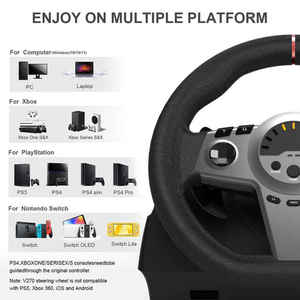 Volante de juego de tres pedales, ruedas de carreras para juegos de 270/900 grados, conducción de retroalimentación de doble motor para x-box One /PS3/PS4/<span class=keywords><strong>PC</strong></span>/NS/<span class=keywords><strong>PC</strong></span> - Product Image 3