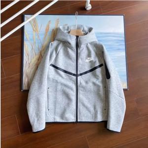 <b>Men's</b> Hooded Zip-Up Sweatshirt Solid Color Windproof Sporty Fit Regular Length Knitted Polyester Autumn Wear - Product Image 5