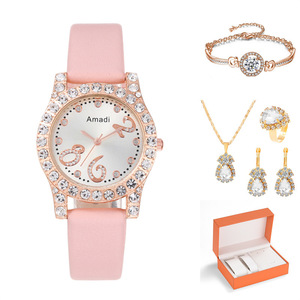 Ensemble Montre et Bijoux Goutte d'Eau Décontracté pour Femme Amadi, Cadran Numérique Créatif Exquis, Mouvement à Quartz, Bracelet en Alliage 16mm pour Étudiantes - Product Image 2