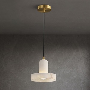 Lustre moderne en albâtre <span class=keywords><strong>Cora</strong></span>, lampes suspendues de luxe dorées, luminaire suspendu en marbre pour salon - Product Image 4