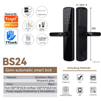 Serrure intelligente avec nouveau design, contrôle à distance via l'application Tuya Wifi, mot de passe électrique, serrure de porte intelligente à empreintes digitales TTLock