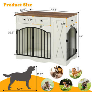 Elegante Gabbia per Cani da Interno con 3 Cassetti e Ciotole Spedizione Gratuita negli USA Casa Multifunzione per Cani di Piccola e Media Taglia - Product Image 2