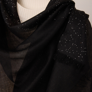 Écharpe en cachemire pur pour femme de Mongolie intérieure, style fin 200s, couleur unie, avec paillettes, pour automne-hiver, châle et étole - Product Image 4