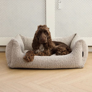 Cama <span class=keywords><strong>rectangular</strong></span> lavable a máquina para perro Boucle de lujo personalizada con funda - Product Image 2