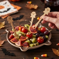 Spookachtige bamboe fruitvorkjes voor Halloweenfeestjes, wegwerpbaar buffet eten cocktailprikkers, LFGB FDA goedgekeurd, FSC gecertificeerd