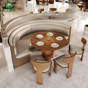 Canapé et table à manger en bois massif de luxe sur mesure pour restaurants et cafés, design de banquette moderne pour hôtels et cafés - Product Image 4