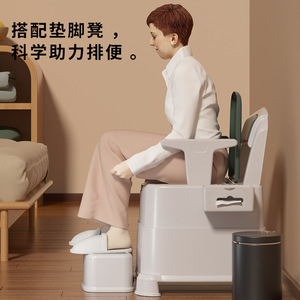 <b>Portable</b> <b>Commode</b> Chair For Seniors And Pregnant Women With Abs Material And Stable Non Slip Base Indoor Toilet Seat - Product Image 3