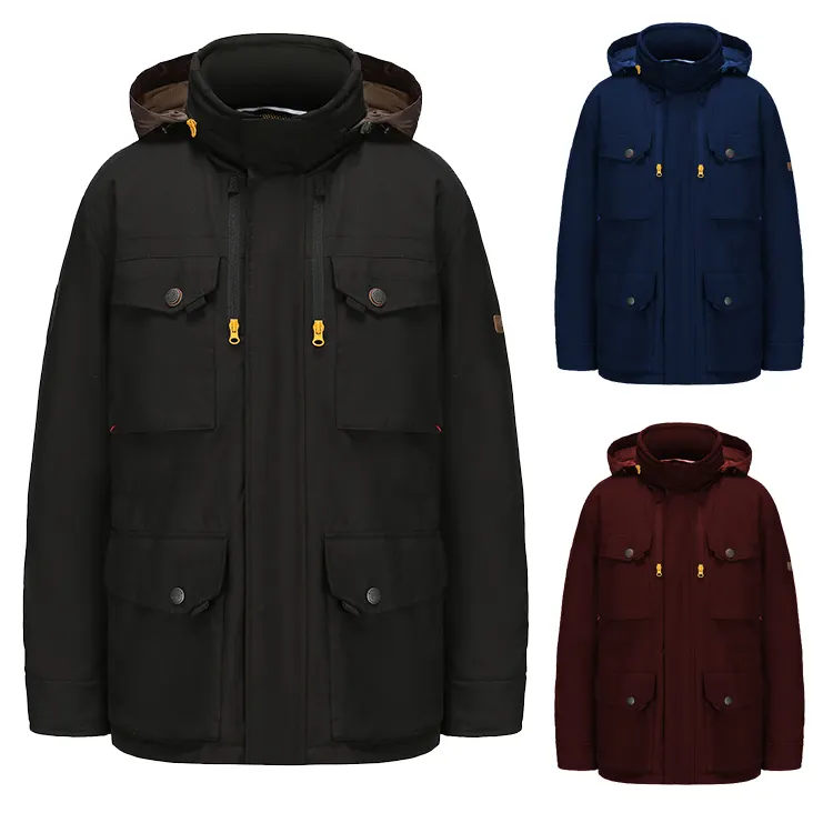 Oem Heren Lente Herfst Kleding Zwart Parka Jas Met Capuchon Technische Warme Vintage Bomberjack Voor Heren