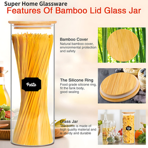 Bocaux empilables hermétiques en verre borosilicate transparent pour pâtes, spaghetti, macaronis, organisation de la cuisine, compatibles <span class=keywords><strong>lave</strong></span>-<span class=keywords><strong>vaisselle</strong></span>, grande taille - Product Image 3