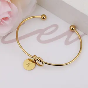 A-Z 26 Alphabet Letters Bracelets Trend Personality Fashion Jewelry Wholesale Knotted Bangle Bracelets with Initial Charms