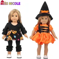 Terbaru Kedatangan Penjualan Panas Boneka Amerika Gadis Halloween Kostum Set 18 Inci Pakaian Boneka untuk Halloween