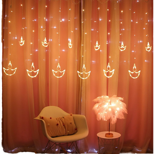 Diya Ấn Độ Thuyền Neo Chuỗi Ánh Sáng Thác Nước Màu <span class=keywords><strong>LED</strong></span> Rèm Cửa Sổ Lễ hội Năm Mới Diwali Trang Trí Nội Thất Ip44 Sao Chuỗi Đèn - Product Image 2