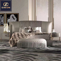 Cadre Luxe Moderne Dernier Design Lumière Deux Personne King Queen size Luxe Italien Marier Complet Lit De Chambre De Luxe