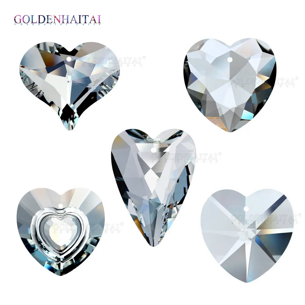 Kristal kalp Suncatcher prizma 44.46.48.58mm temizle, asılı kristaller güneş yakalayıcı kolye GOLDENHAITAI