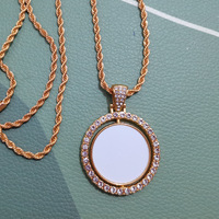 Collier à pendentif rotatif double face par sublimation, impression par transfert thermique, strass, sensation haut de gamme, pour cadeau d'anniversaire