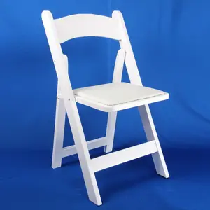 White solid wood folding chair Wooden wedding banquet Portable outdoor folding chair for sale