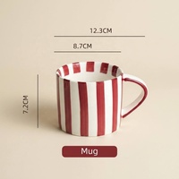 Ensemble de tasses à café et soucoupes en porcelaine sous glaçure peintes à la main, couleur bordeaux, avec logo personnalisé, pour le petit-déjeuner et le thé de l'après-midi
