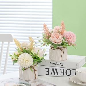 JCF287 <span class=keywords><strong>Hortensias</strong></span> <span class=keywords><strong>con</strong></span> Maceta, Mini Hortensia, Flores <span class=keywords><strong>Artificiales</strong></span>, Planta Artificial en Maceta de Cerámica para Decoración de Escritorio de Oficina - Product Image 2