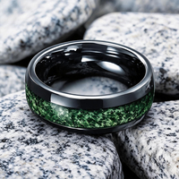 Bague JLM Premium personnalisée en acier inoxydable avec incrustation d'agate mousse, pour homme et femme, alliance vintage, bijoux