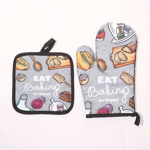 Thickening Kitchen Double Oven Mitt Glove Customized Heat-Resistant Pot Holders Sets - Product Image 1
