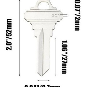 Clé vierge Sc1, longueur 2,0 po/52 mm, lame 1,06 po/27 mm, largeur 0,24 po/6,7 mm, usage civil - Product Image 1