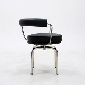 Chaise minimaliste en métal, chaise longue pivotante en cuir |   Chaise de salle à manger de luxe léger pour salon, chambre, villa, hôtel, penthouse - Product Image 2