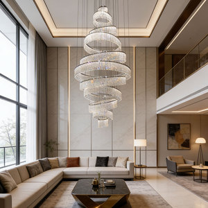 Lámpara Colgante de Cristal en Espiral K9, Moderna y Lujosa, para Escaleras, Vestíbulos de Hoteles y Proyectos de Interiores con Techos Altos - Product Image 4