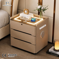 Table de chevet intelligente avec lumière à capteur et charge sans fil pour hôtel, appartement, chambre à coucher, mobilier de maison