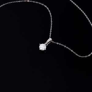 Collar con Colgante de Moissanita MicroPave <span class=keywords><strong>EColor</strong></span>, Cadena de Plata de Ley 925 con Eslabones en O, Estilo Europeo-Americano, Forma Geométrica, Fino - Product Image 3