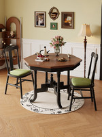 Ensemble table et chaises de salle à manger octogonales en bois massif, style mi-siècle, vintage français, pliables, extensibles et télescopiques, pour petites maisons