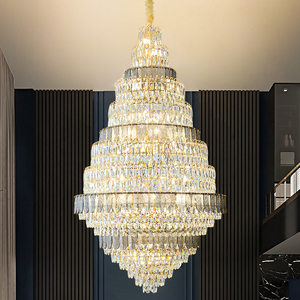 Magnífica y magnífica iluminación de araña Led de cristal superior de Color dorado, plateado y azul, diseño moderno para Villa de capa de primavera - Product Image 1