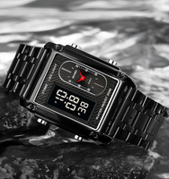 Montre SKMEI 1868 montres de luxe pour hommes métallique en acier inoxydable montre en or analogique et numérique pour hommes