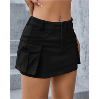 Mini jupe portefeuille d'été de style mode pour femmes Sac d'accordéon en tissu extensible teint en fil Jupe en jean Pantalon cargo moulant
